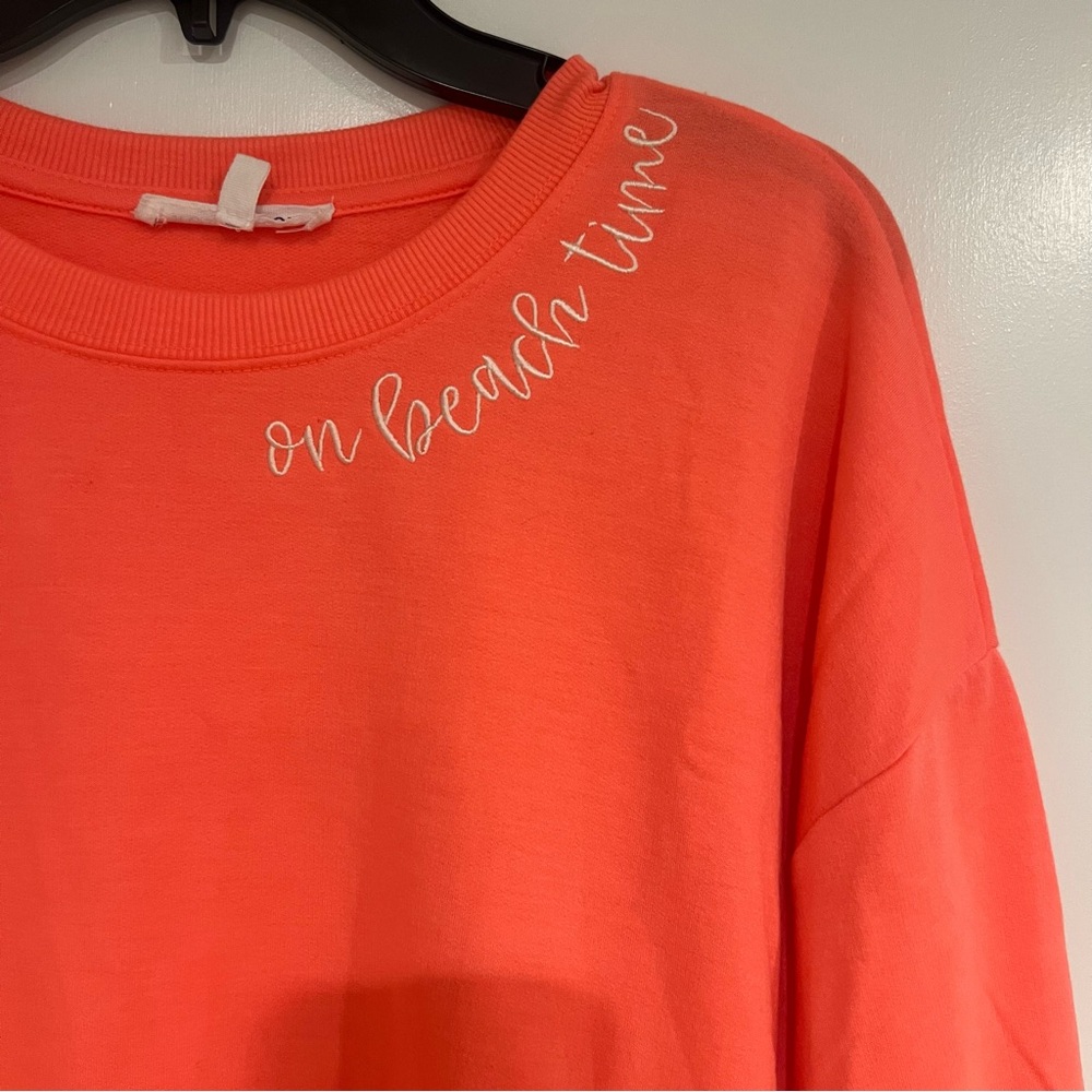 WORKSHOP REPUBLIC CLOTHING "ON BEACH TIME" BRIGHT ORANGE SWEATSHIRT SIZE XL - Picture 2 of 10